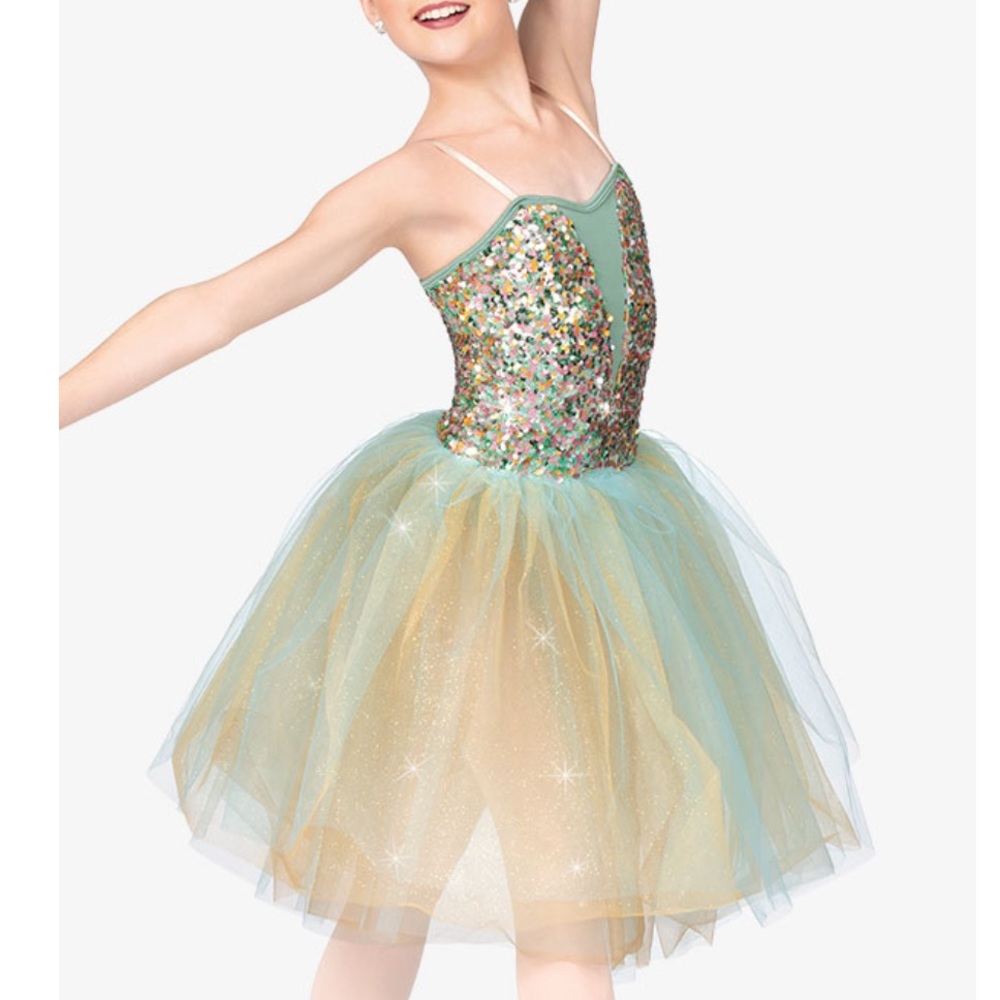 Sparkling Green and Gold Ballet Costume